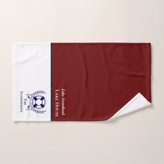 Nautical Modern Navy Blue Monogram Lake House Bath Bad Handdoek (Handdoek)