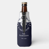 Nautical Modern Navy Blue Monogram Lake House Flesjeskoeler (Fles Achterkant)