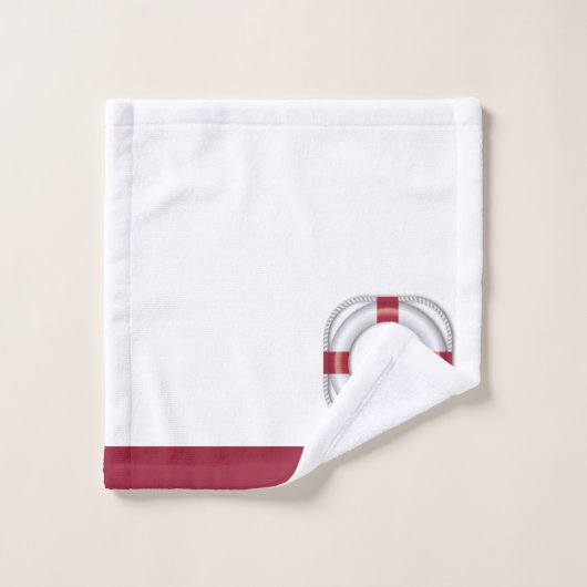 Nautical Modern Navy Blue Monogram Life Preserver Bad Handdoek (Wasdoekje)