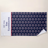 Nautical Modern Navy Blue Monogram Life Preserver Strandlaken (Voorkant)