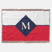 Nautical Modern Navy Blue Red Monogram Doormat Deken (Voorkant)
