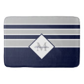 Nautical Modern Navy Gray Monogram Badmat (Voorkant)