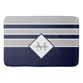 Nautical Modern Navy Gray Monogram Badmat
