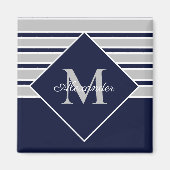 Nautical Modern Navy Gray monogram Magneet (Voorkant)