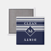 Nautical Modern Navy Grey Dishwasher Clean Dirty Magneet (Voorkant / Achterkant)