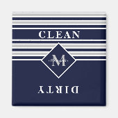 Nautical Modern Navy Grey Dishwasher Clean Dirty Magneet (Voorkant)
