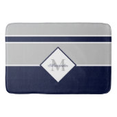 Nautical Modern Navy Grey Monogram keukentapijt Badmat (Voorkant)