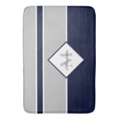 Nautical Modern Navy Grey Monogram keukentapijt Badmat (Voorkant Verticaal)