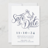 Nautical Modern White and Blue Save the Date Kaart (Voorkant)