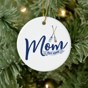 Nautical Moeder Opgericht Navy Blauwe Schrift Keramisch Ornament