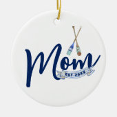 Nautical Mom Established Navy Blue Script  Keramisch Ornament (Voorkant)
