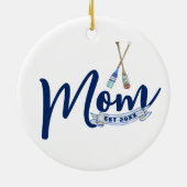 Nautical Mom Established Navy Blue Script  Keramisch Ornament (Achterkant)