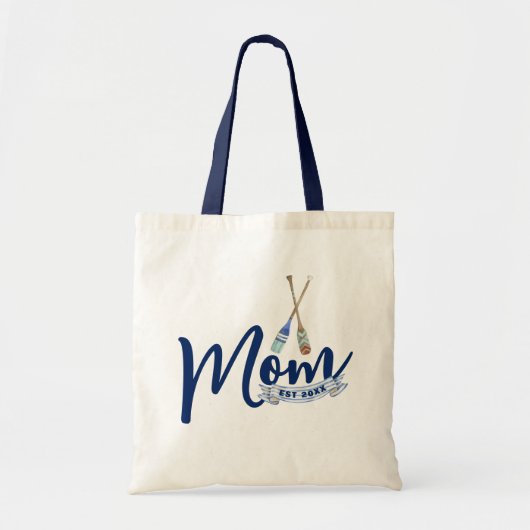 Nautical Mom Established Navy Blue Script Tote Bag (Voorkant)