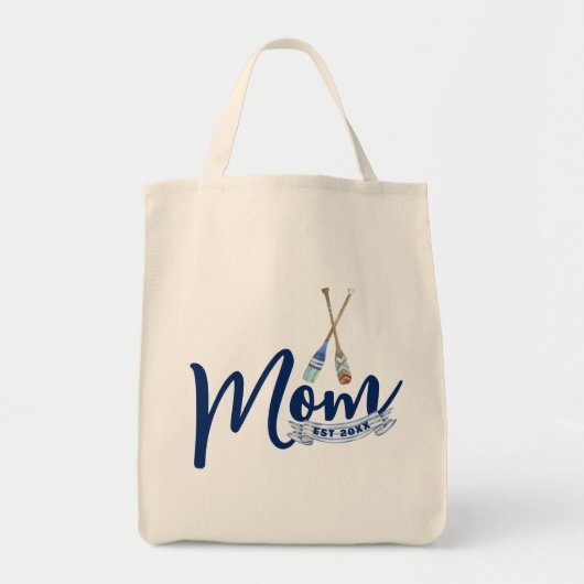 Nautical Mom Established Navy Blue Script Tote Bag (Voorkant)