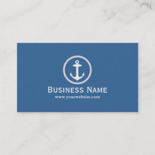 Nautical Monogram Anchor Navy Blue Visitekaartjes