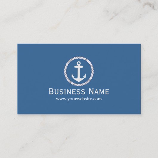 Nautical Monogram Anchor Navy Blue Visitekaartjes (Voorkant)