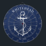 Nautical Monogram Anker Navy Blue Dartbord<br><div class="desc">Gepersonaliseerd nautisch ankerontwerp. Geweldig voor een familiereünie,  bruiloft of familiegeschenk.</div>