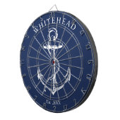 Nautical Monogram Anker Navy Blue Dartbord (Voorkant Rechts)
