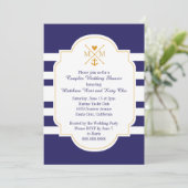 Nautical Monogram Couples Wedding Vrijgezellenfees Kaart (Staand voorkant)