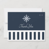 Nautical Monogram Elegant Wedding Stripes Bedankkaart (Voorkant)