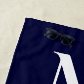 Nautical Monogram naam kustmarine Blue Anchor Strandlaken (In situ)