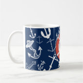 Nautical Monogram Navy Blue Anchor Beach House Koffiemok (Links)