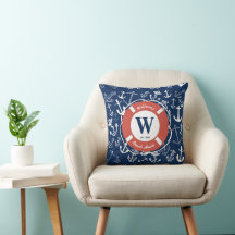 Nautical Monogram Navy Blue Anchor Beach House