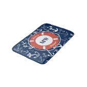Nautical Monogram Navy Blue Anchor Pattern Badmat (Gekanteld)