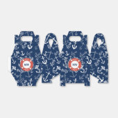 Nautical Monogram Navy Blue Anchor Pattern Bedankdoosjes (Uitgevouwen)