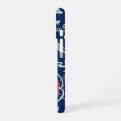 Nautical Monogram Navy Blue Anchor Pattern iPhone 16 Hoesje (Linkerkant)