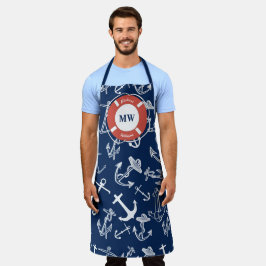 Nautical Monogram Navy Blue Anchor Pattern Schort