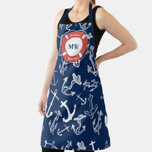 Nautical Monogram Navy Blue Anchor Pattern Schort (Insitu)