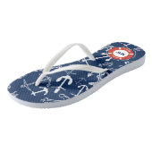 Nautical Monogram Navy Blue Anchor Pattern Teenslippers (Schuin)