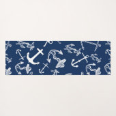Nautical Monogram Navy Blue Anchor Pattern Yogamat (Achterkant (horizontaal))