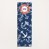 Nautical Monogram Navy Blue Anchor Pattern Yogamat (Voorkant)