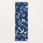 Nautical Monogram Navy Blue Anchor Pattern Yogamat (Achterkant)