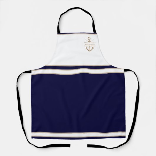 Nautical Monogram Navy Blue Anchor Schort (Voorkant)