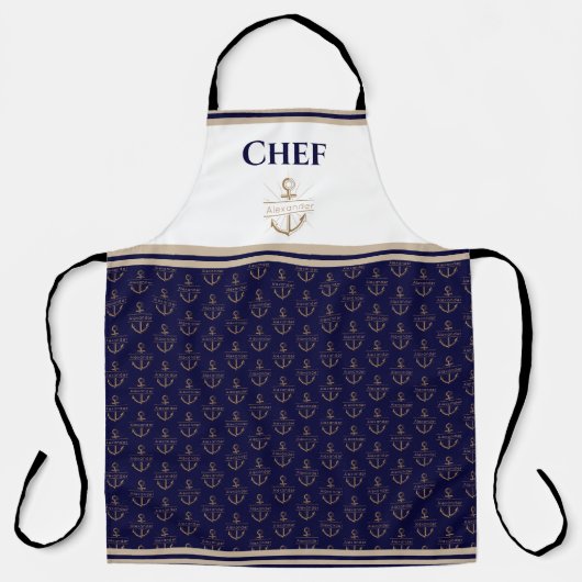 Nautical Monogram Navy Blue White Gold Schort (Voorkant)