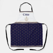 Nautical Monogram Navy Blue White Gold Schort (Voorkant)