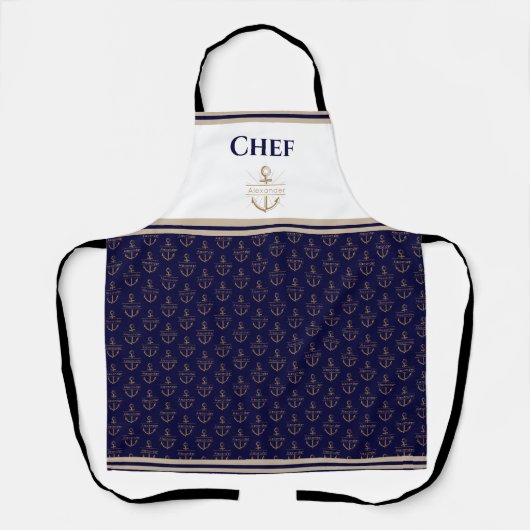 Nautical Monogram Navy Blue White Gold Schort (Voorkant)