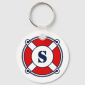 Nautical monogram ringboei logo-knop sleutelhanger (Voorkant)