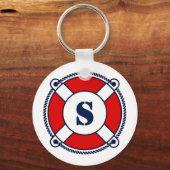 Nautical monogram ringboei logo-knop sleutelhanger (Voorkant)