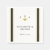 Nautical Monogram Weddenschap Cocktail Napkin Servet (Voorkant)