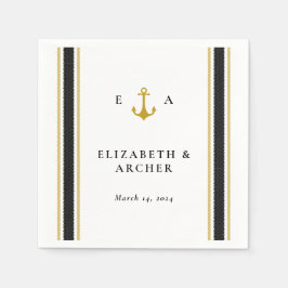 Nautical Monogram Weddenschap Cocktail Napkin Servet