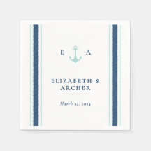 Nautical Monogram Weddenschap Cocktail Napkin