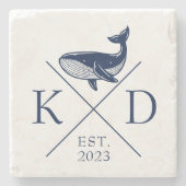 Nautical Monogram Whale Marine Onderzetter (Voorkant)
