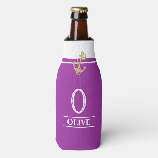 Nautical Monogrammed Bottle Cooler (Fles Voorkant)