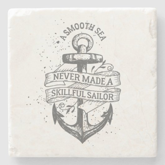 Nautical motivatie sailor quote stenen onderzetter (Voorkant)