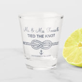 Nautical Mr en Mrs Tied The Knot Wedding Shot Glas (Voorkant)