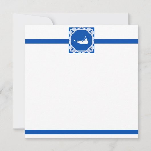 Nautical Nantucket Blue and White Flat Notecard Kaart (Voorkant)